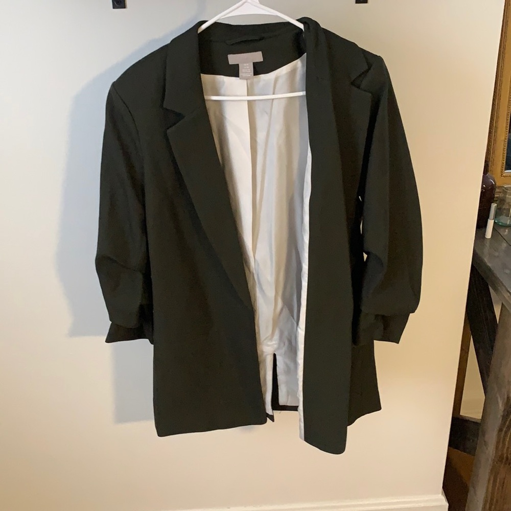 h&m army green blazer